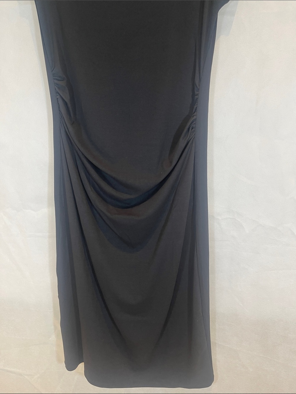 MNGO = XL , Black Draped Cap-Sleeve Women’s Dress - Picture 4 of 13
